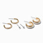 Boucles d&rsquo;oreilles superposables textur&eacute;es en m&eacute;taux mixtes - Lot de 3,