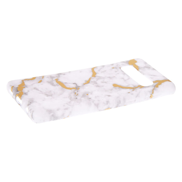 Coque de portable effet marbr&eacute; blanche et couleur dor&eacute; - Compatible avec Samsung Galaxy&nbsp;S10,