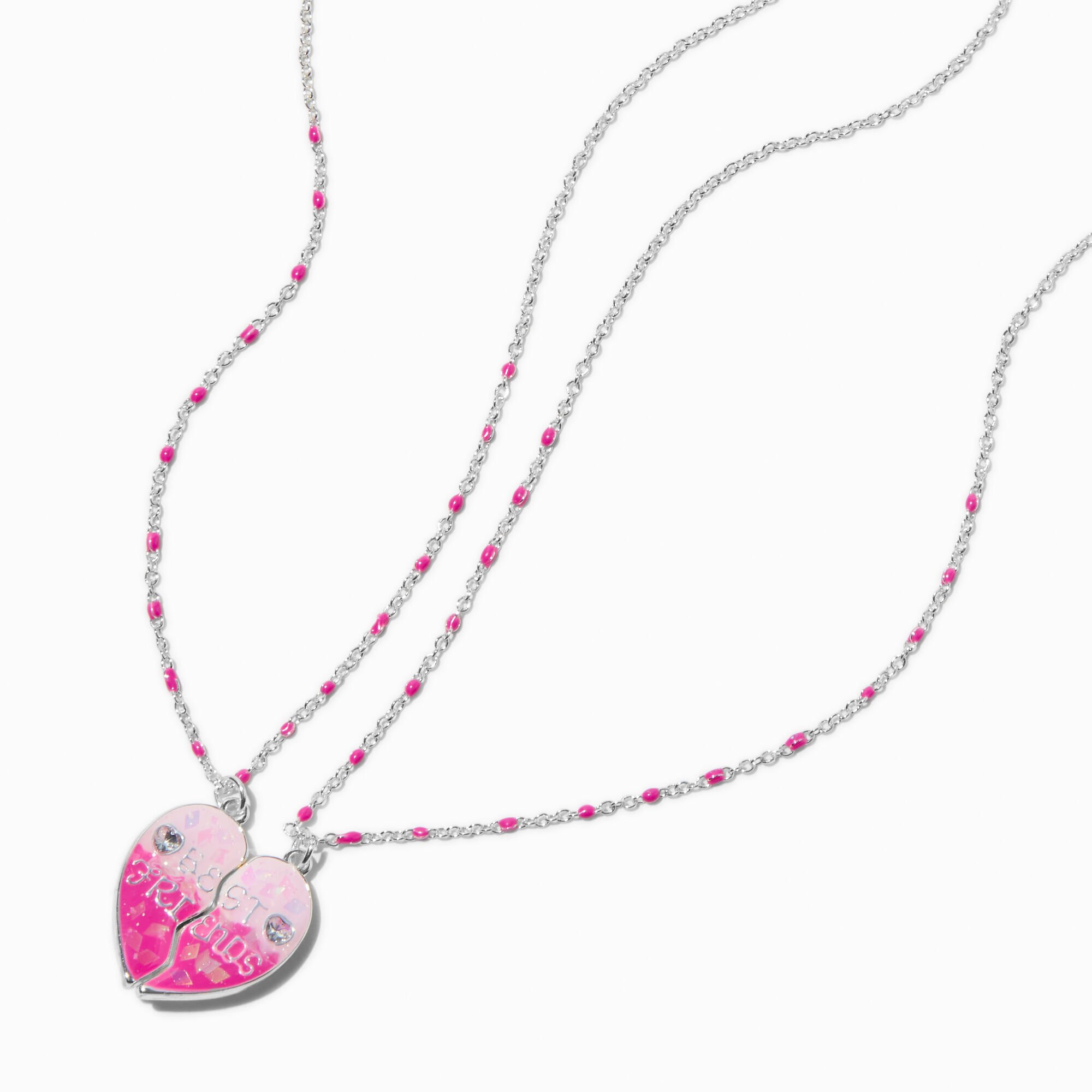 Best Friends Glow In the Dark Heart Pendant Necklaces - 2 Pack,