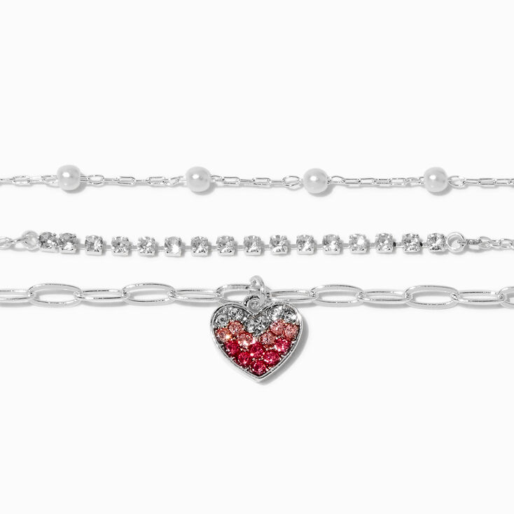 Silver-tone Fancy Chain Bracelet Set - 3 Pack