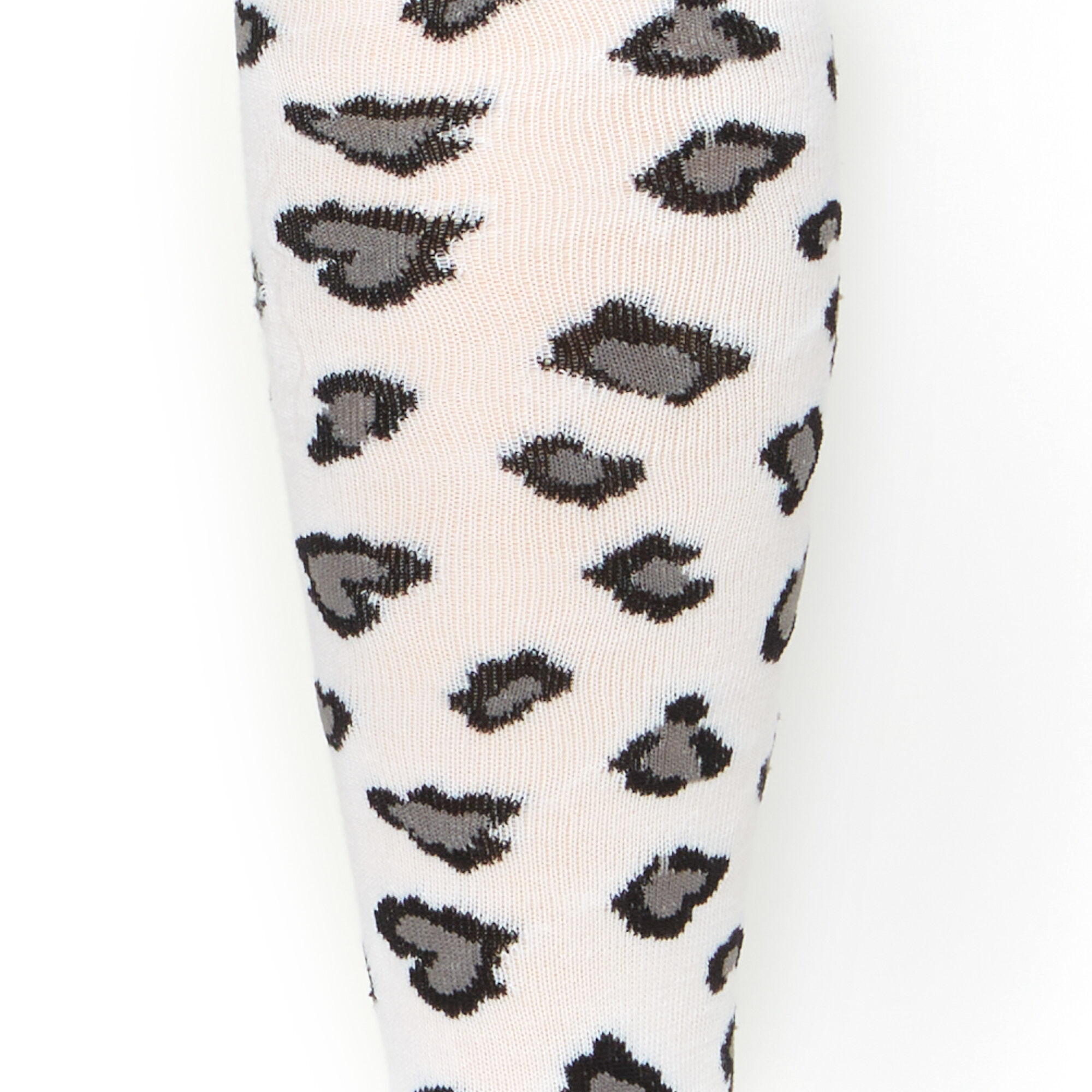 Black & White Leopard Print Knee High Socks,