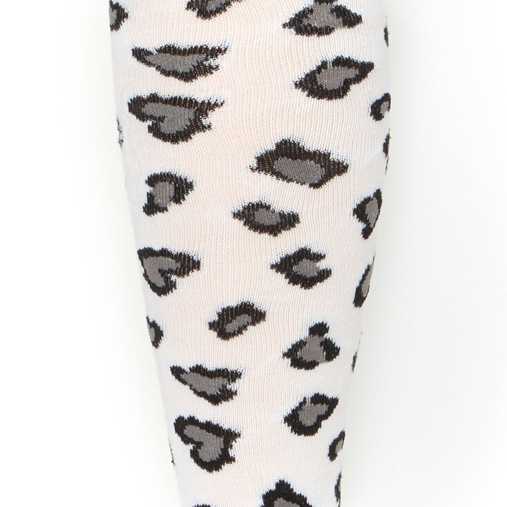 Black &amp; White Leopard Print Knee High Socks,