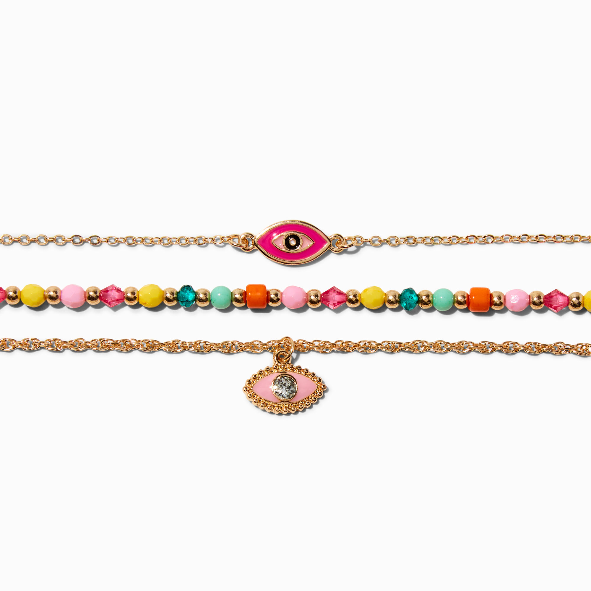 Claire's Club Evil Eye Beaded Choker Necklaces - 3 Pack,