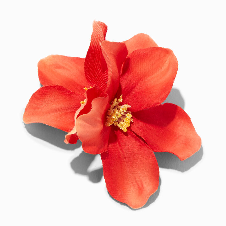 Red Hibiscus Flower Hair Clip,