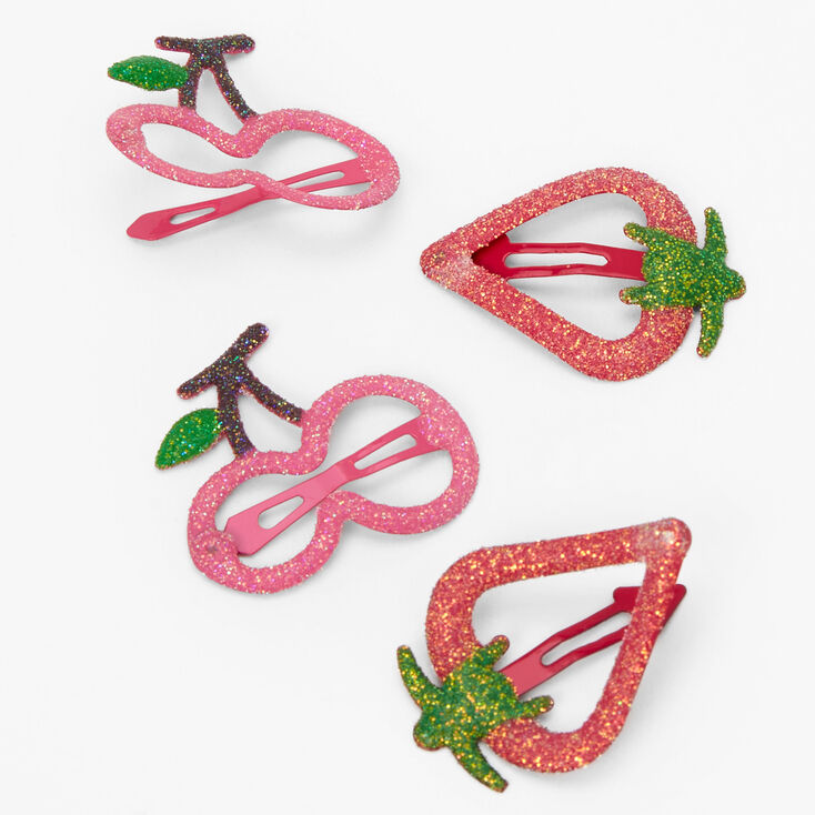 Claire&#39;s Club Glitter Fruit Snap Hair Clips - 4 Pack,
