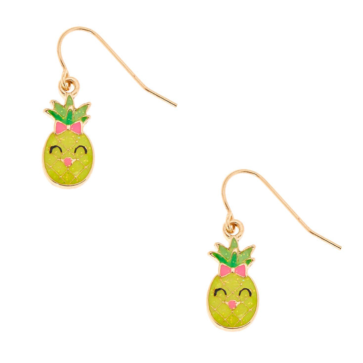 Gold 0 5 Happy Pineapple Drop Earrings Claire S
