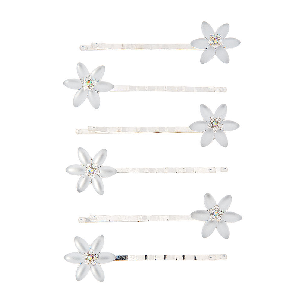 Frosted Flower Bobby Pins - 6 Pack,