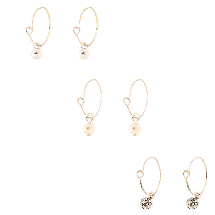 Silver Classic Crystal Pearl Mixed Earrings - 6 Pack,