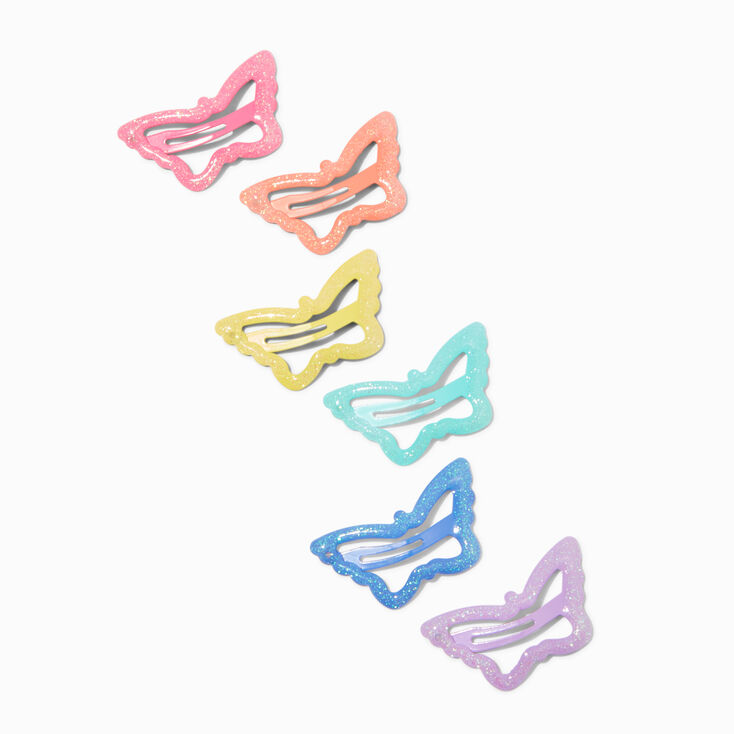 Claire&#39;s Club Rainbow Butterfly Cut-Out Snap Hair Clips - 6 Pack,