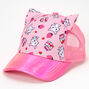 Chibi Strawberry Cat Holographic Pink Baseball Cap,