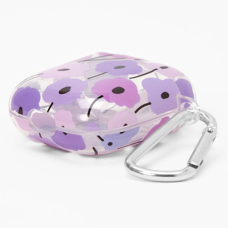 Retro Purple Flower Silicone Earbud Case Cover - Compatible with Apple AirPods,