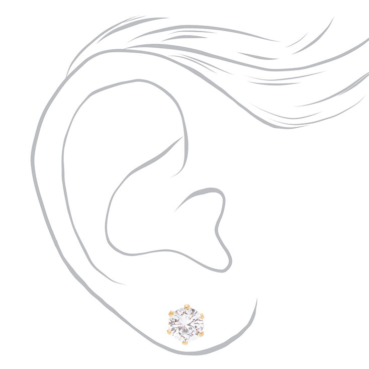 18ct Gold Plated Cubic Zirconia Cupcake Stud Earrings - 7MM,