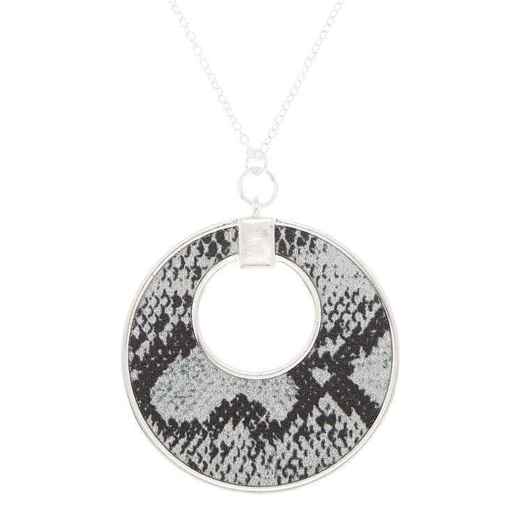 Silver Snake Skin Pendant Necklace,