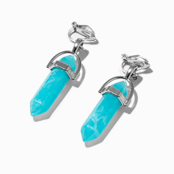 Mint Glow in the Dark Mystical Gem Clip-on Drop Earrings,