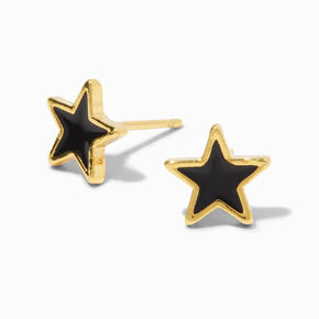 Black Gold Plated Star Stud Earrings,