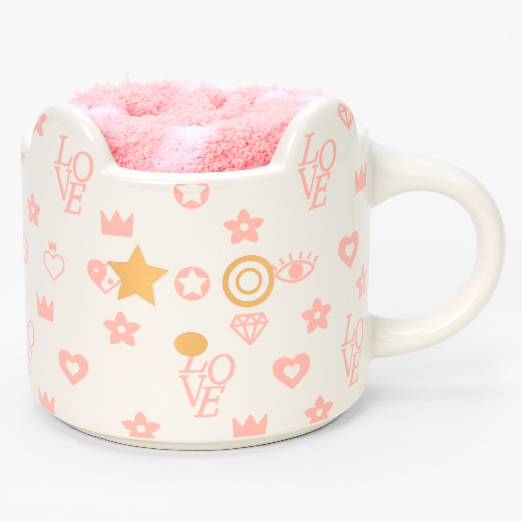 Claire's Coffret cadeau chaussettes douillettes et mug icônes - Lot de 2