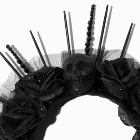 Skulls &amp; Spikes Black Floral Headband,