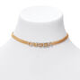 Queen Embellished Gold Mesh Choker Necklace,