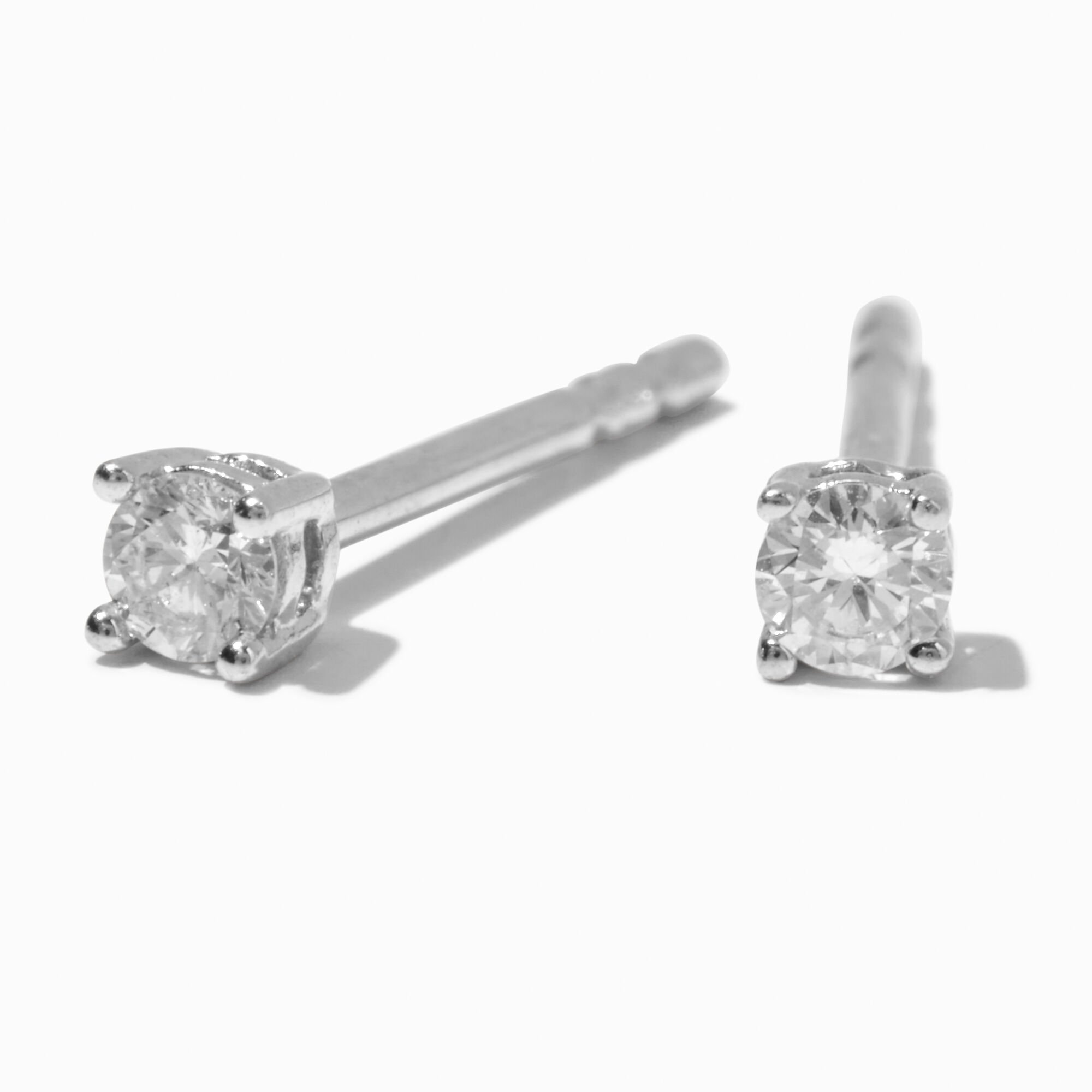 View C Luxe By Claires 110 Ct Tw Round Basket Laboratory Grown Diamond 3MM Stud Earrings Silver information