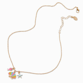 Beach Day Charm Cluster Pendant Necklace,