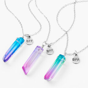 Silver Best Friends Ombre Mystical Gem Pendant Necklaces - 3 Pack,