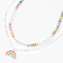 Silver Rainbow Pearl Multi Strand Pendant Necklace,