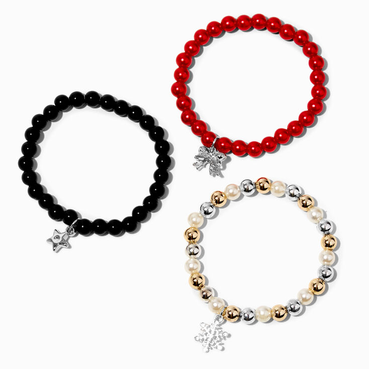 Claire&#39;s Club Traditional Holiday Beaded Stretch Bracelets - 3 Pack,