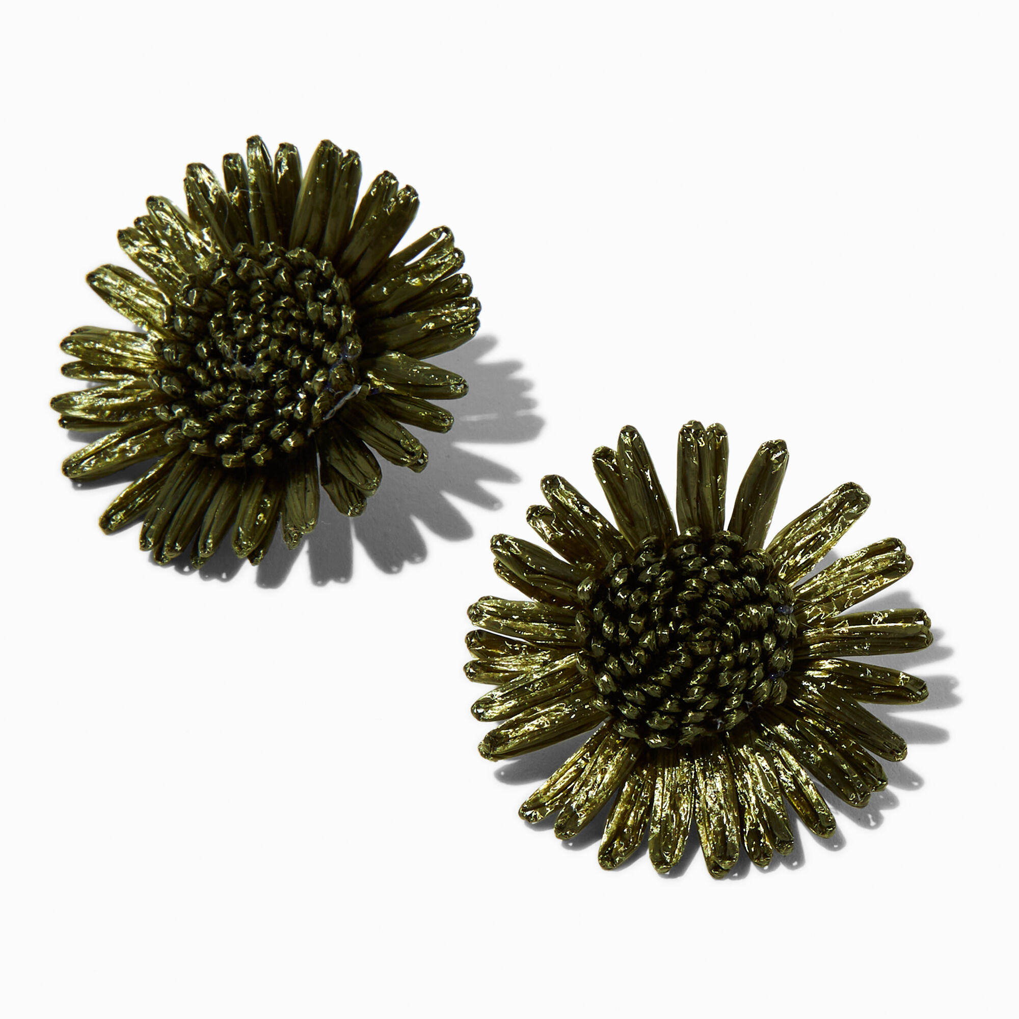 View Claires Raffia Daisy Stud Earrings Green information