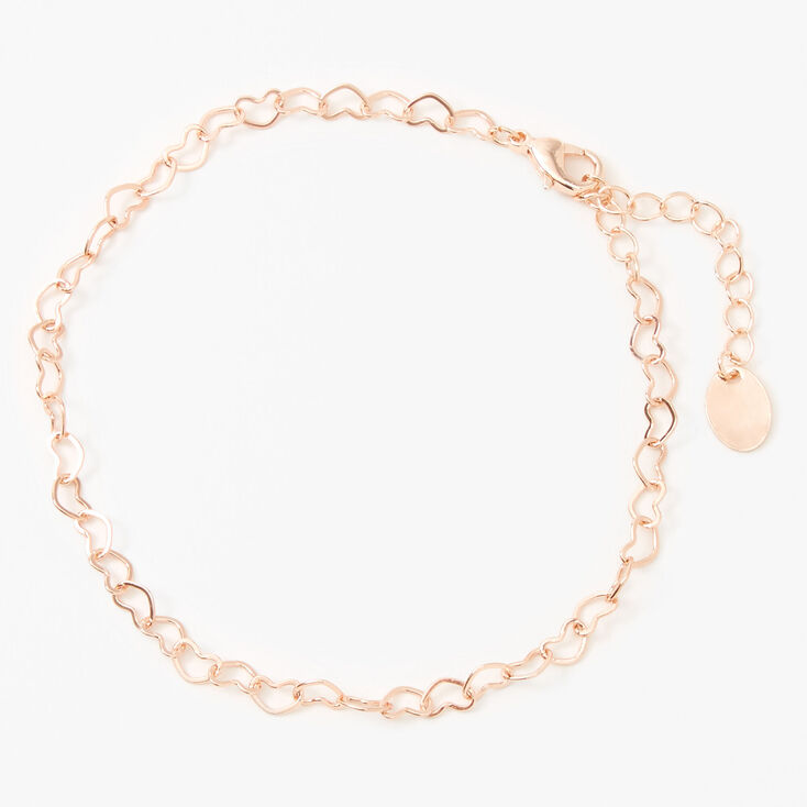 Rose Gold Open Heart Chain Anklet,