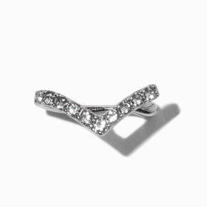 Silver Crystal Chevron Faux Nose Ring,
