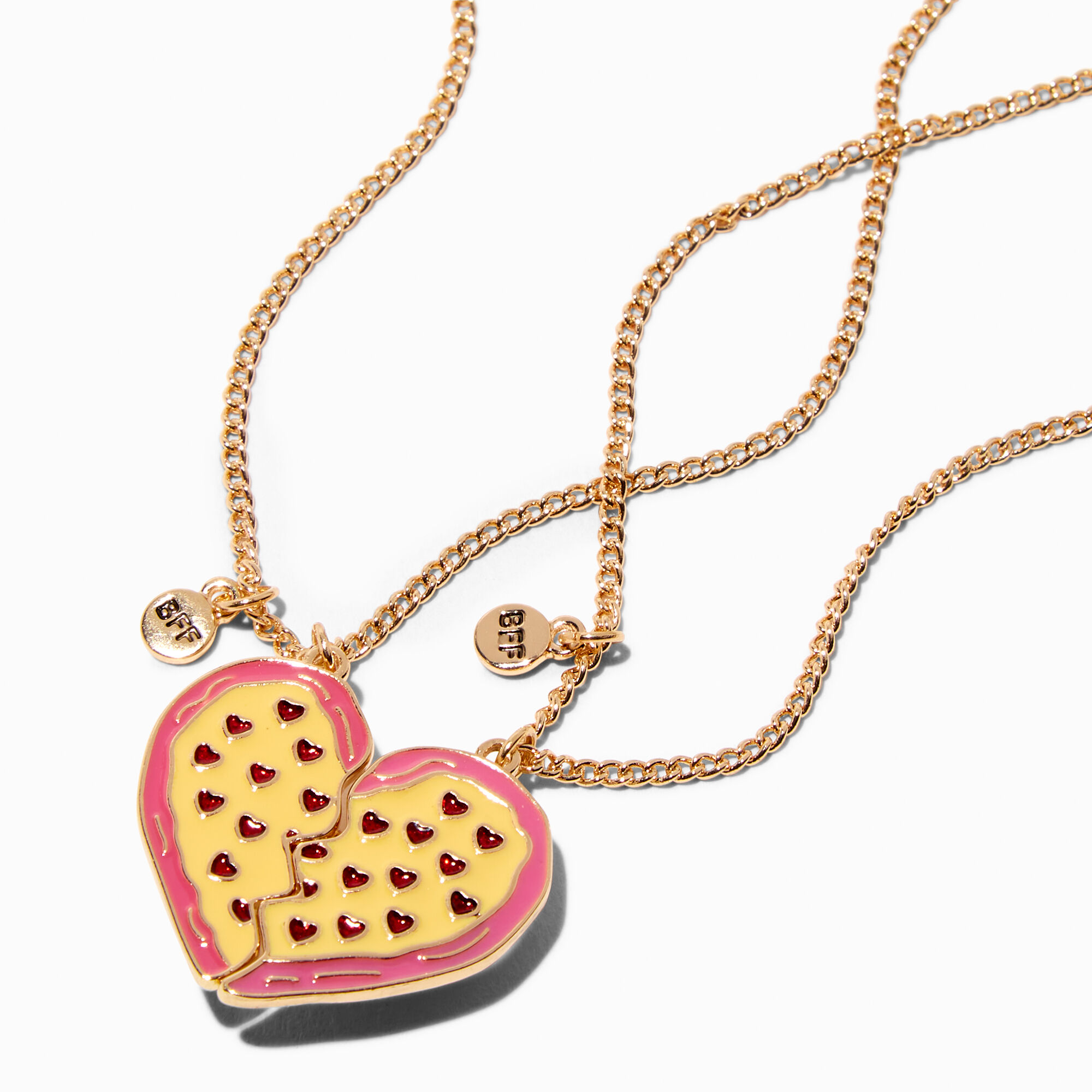 Best Friends Pepperoni Pizza Heart Pendant Necklaces 2 Pack