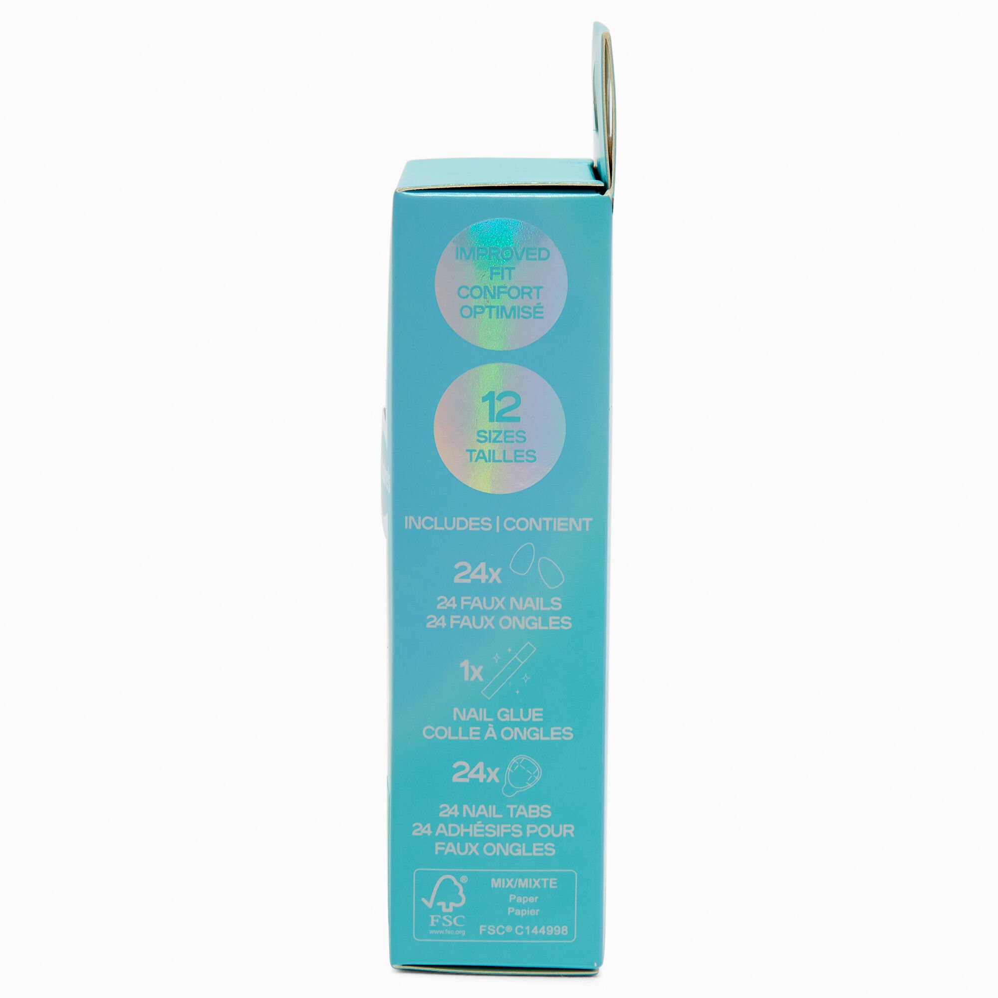 Chrome Gem Stiletto Vegan Faux Nail Set - 24 Pack,