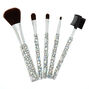 Glitter Gem Makeup Brush Set - Silver, 5 Pack,