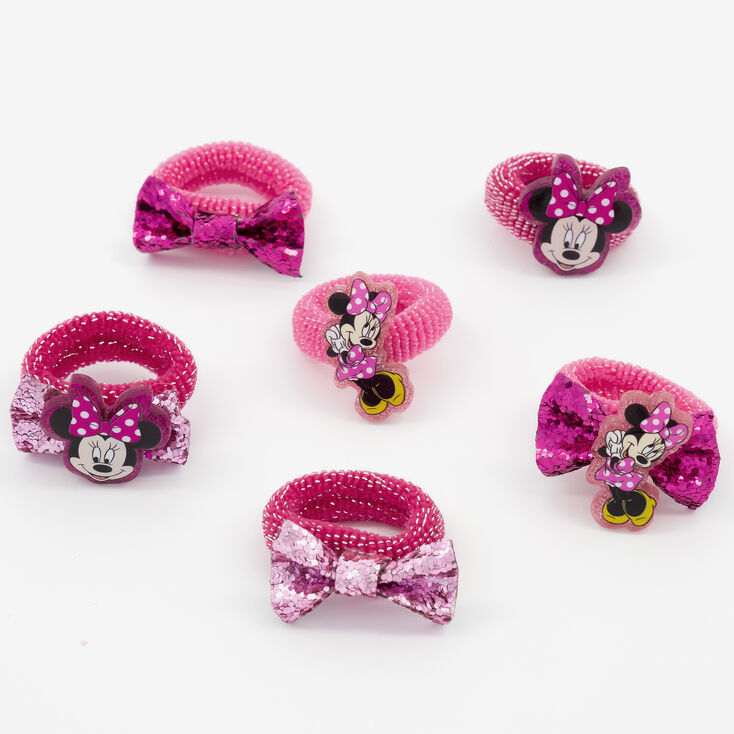 Claire's Élastiques à cheveux pailletés Minnie Mouse ©Disney – Rose, lot de 6