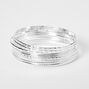 Silver-tone Textured Bangle Bracelets - 8 Pack,
