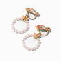 Gold-tone Butterfly Pearl 0.5&quot; Clip-On Drop Earrings,
