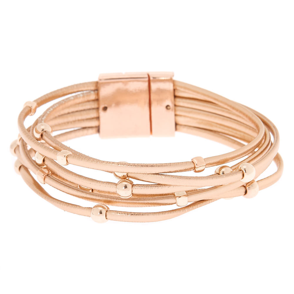 Stacked Cord Wrap Bracelet - Rose Gold,