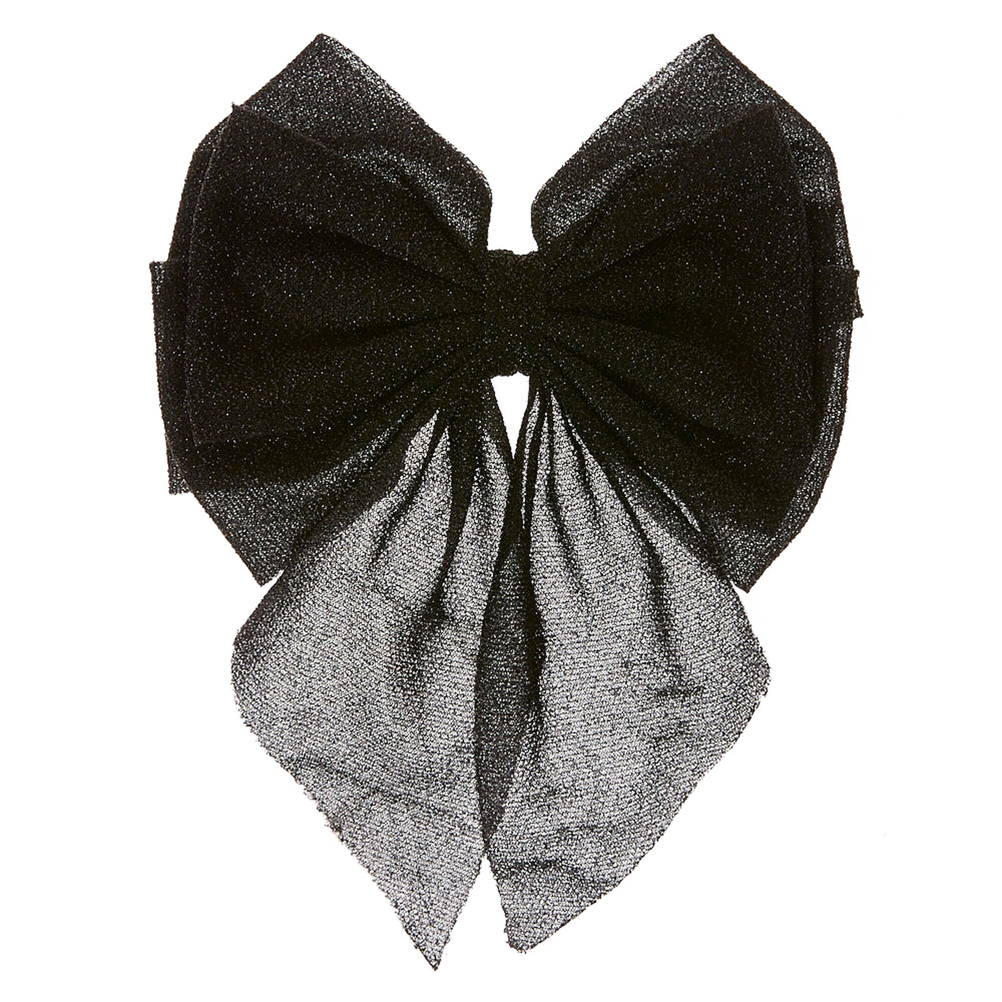 Jumbo Black Lurex Hair Bow Clip Claire S