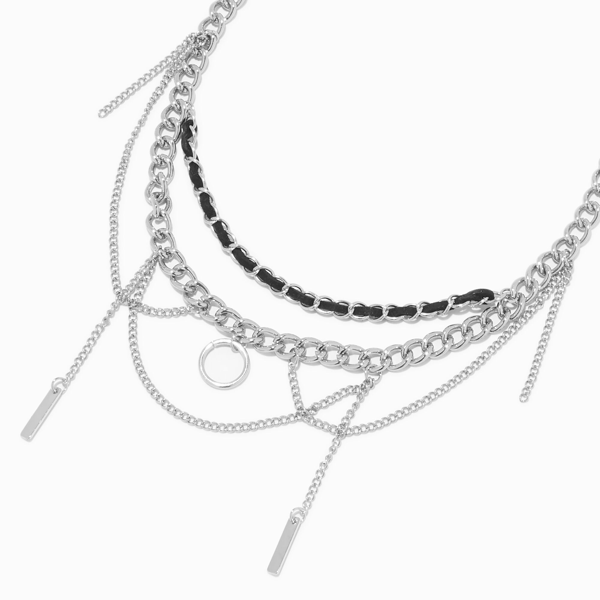 View Claires Tone Drape Chain Statement Necklace Silver information