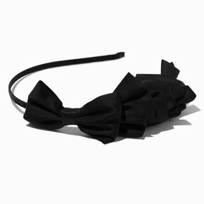 Black Skinny Silky Bow Headband ,