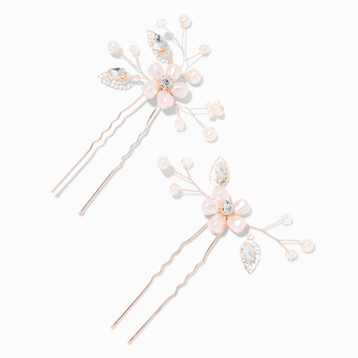 Rose Gold-tone Crystal Pearl Flower Headband,