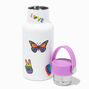 White Stainless Steel Water Bottle with Rainbow Stickers,