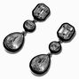 Black Enamel Crystal 1.5&quot; Drop Earrings,