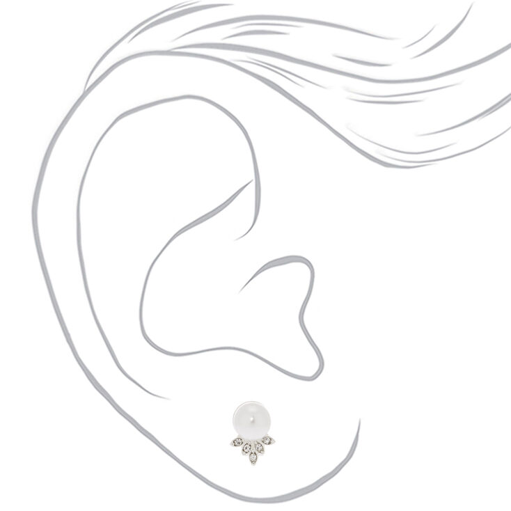Silver Pearl Clip On Stud Earrings,