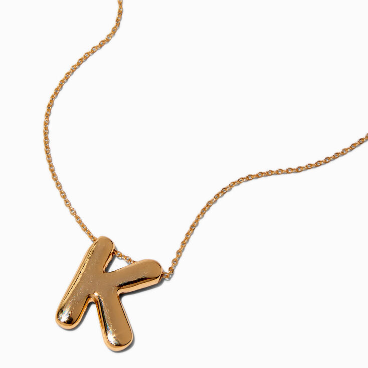 Gold-tone Bubble Initial Pendant Necklace - K,