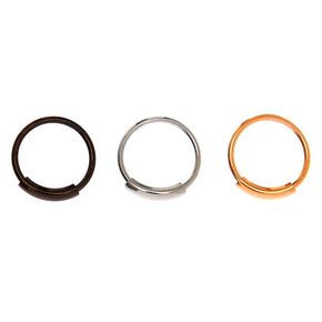 Mixed Metal 20G Sleek Bar Hoop Nose Rings - 3 Pack,