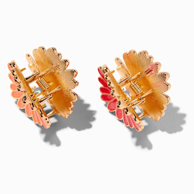 Pink &amp; Orange Daisy Flower Hair Claws - 2 Pack,