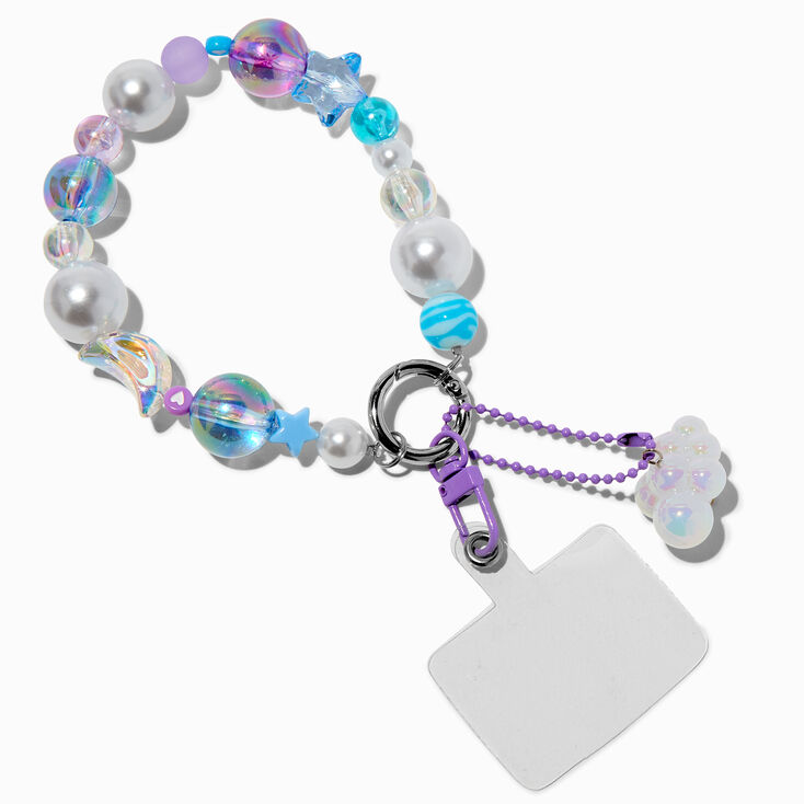 Dragonne pour portable perl&eacute;e violette,