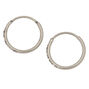 C LUXE by Claire&#39;s Silver-tone Titanium 10mm Sleek Crystal Hoop Earrings,