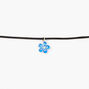 Blue Flower Cord Choker Necklace - Black,